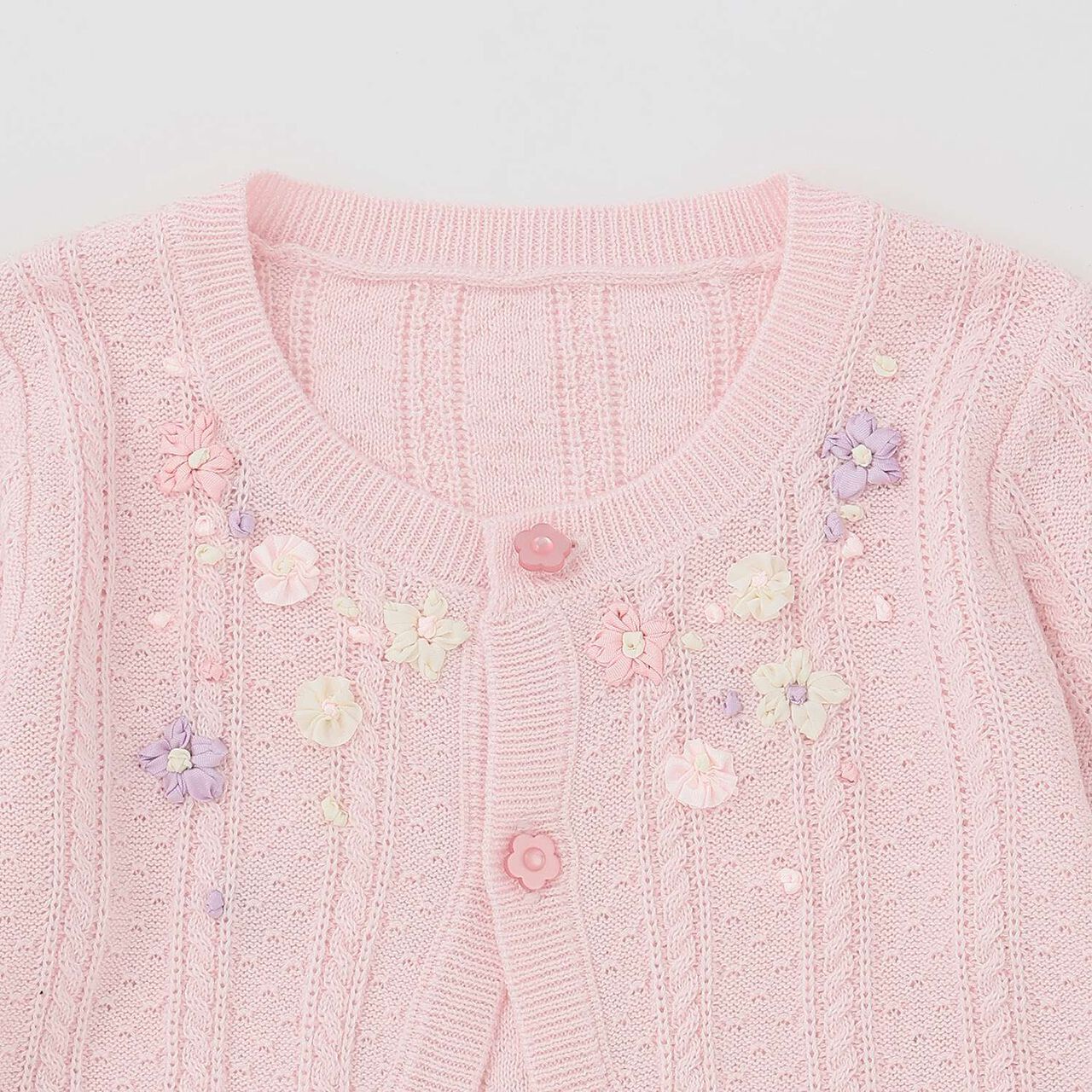 Ribbon Embroidered Knit Bolero,Off white, large image number 2