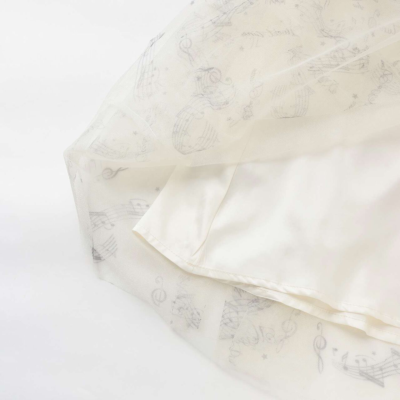 Musical Note Pattern Frill Tulle Skirt♪,Black, large image number 5