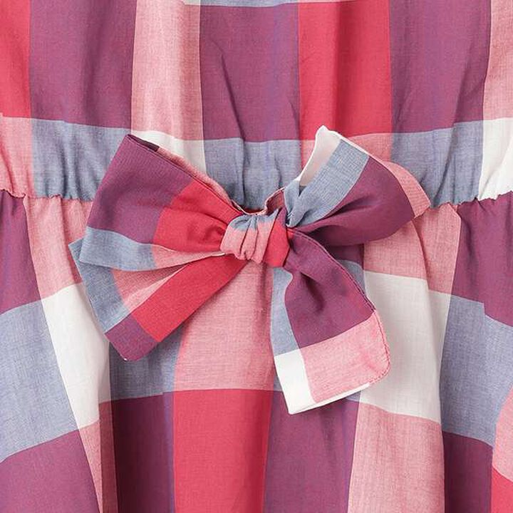 [Link] Off-Shoulder Check One-Piece Dress,Red, medium image number 4