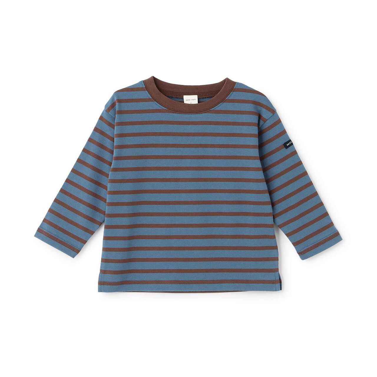 [Anti-Stain Finish] Stripe Pattern Long-Sleeve T-Shirt,Light blue, large image number 0