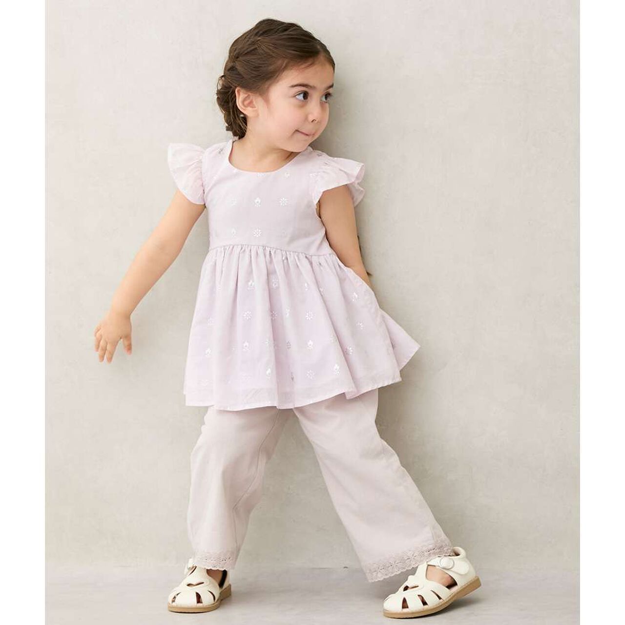[Link] Side Lace Wide Pants (Kids),Pearl white, large image number 3