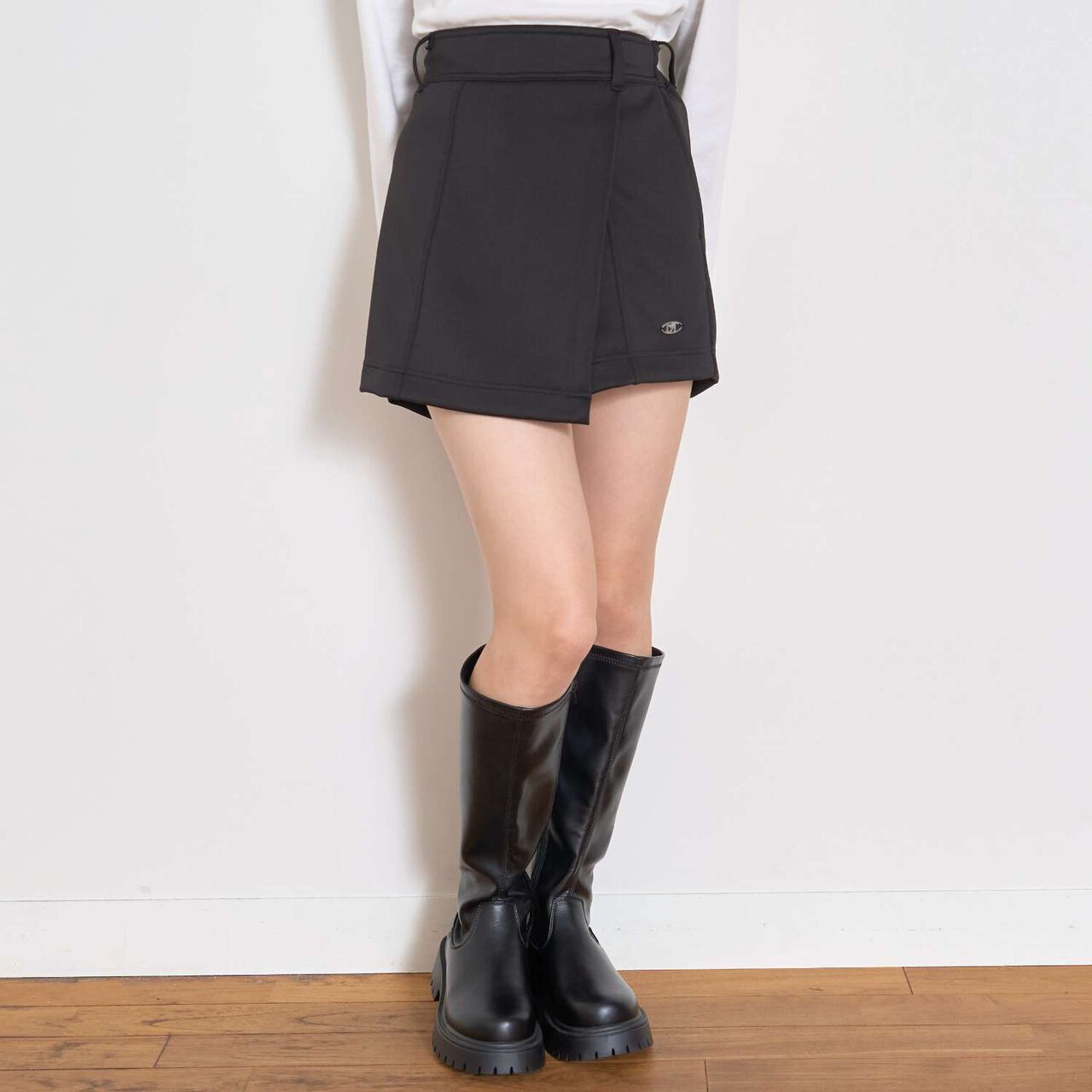 Tech Lycra Wrap Style Shorts,Black, large image number 0