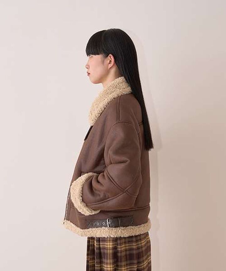 Mouton-Style Jacket,Ivory, medium image number 8