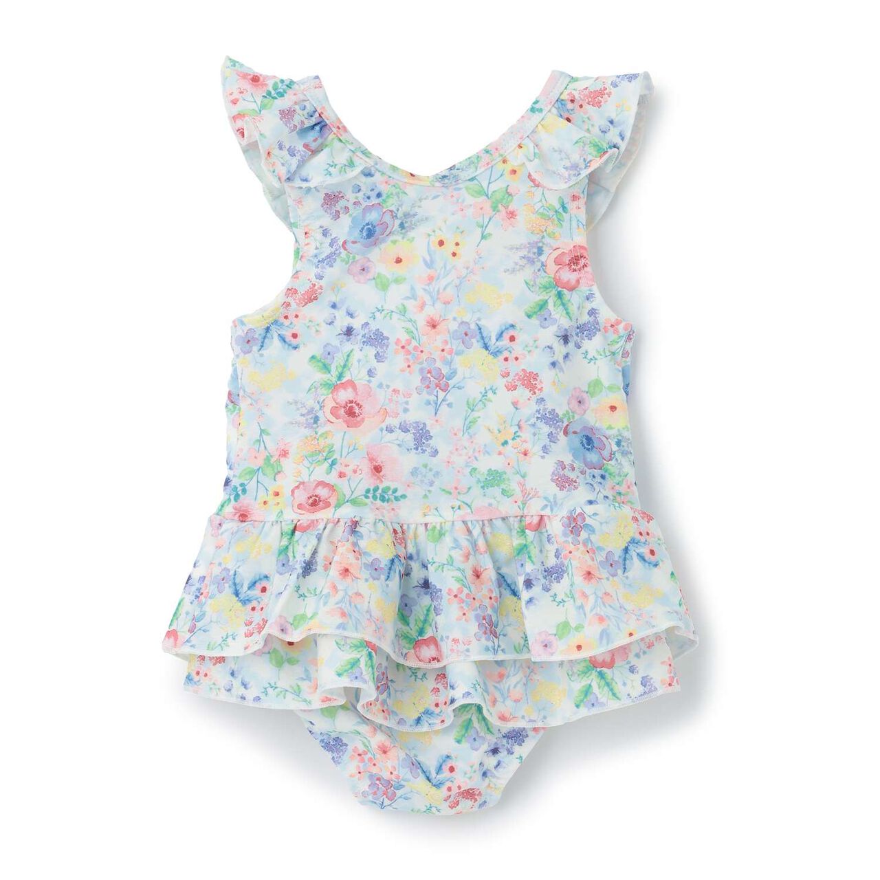 [SWIM] Girls' Floral Pattern Two-Piece Swimsuit [UV Protection],Pink, large image number 2