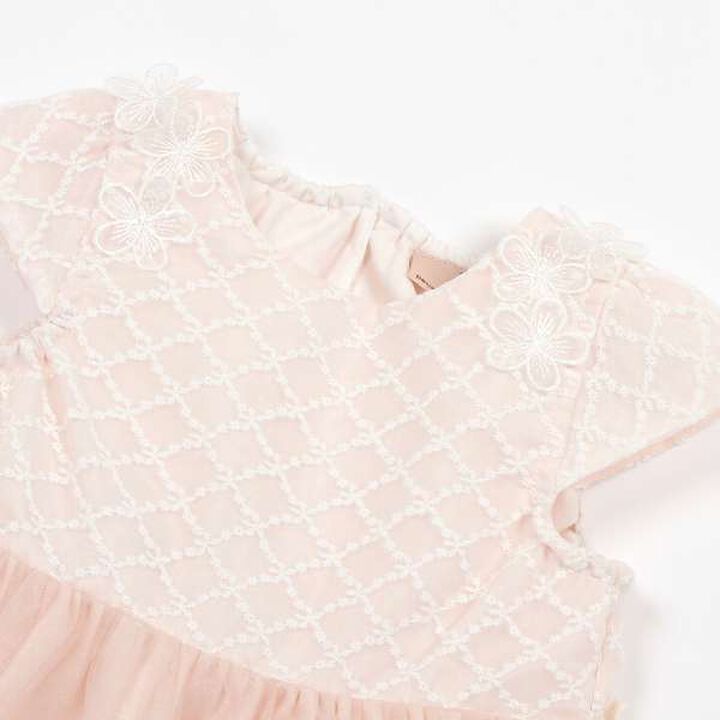 Flower Lace Tulle One-Piece Dress,Cream, medium image number 6