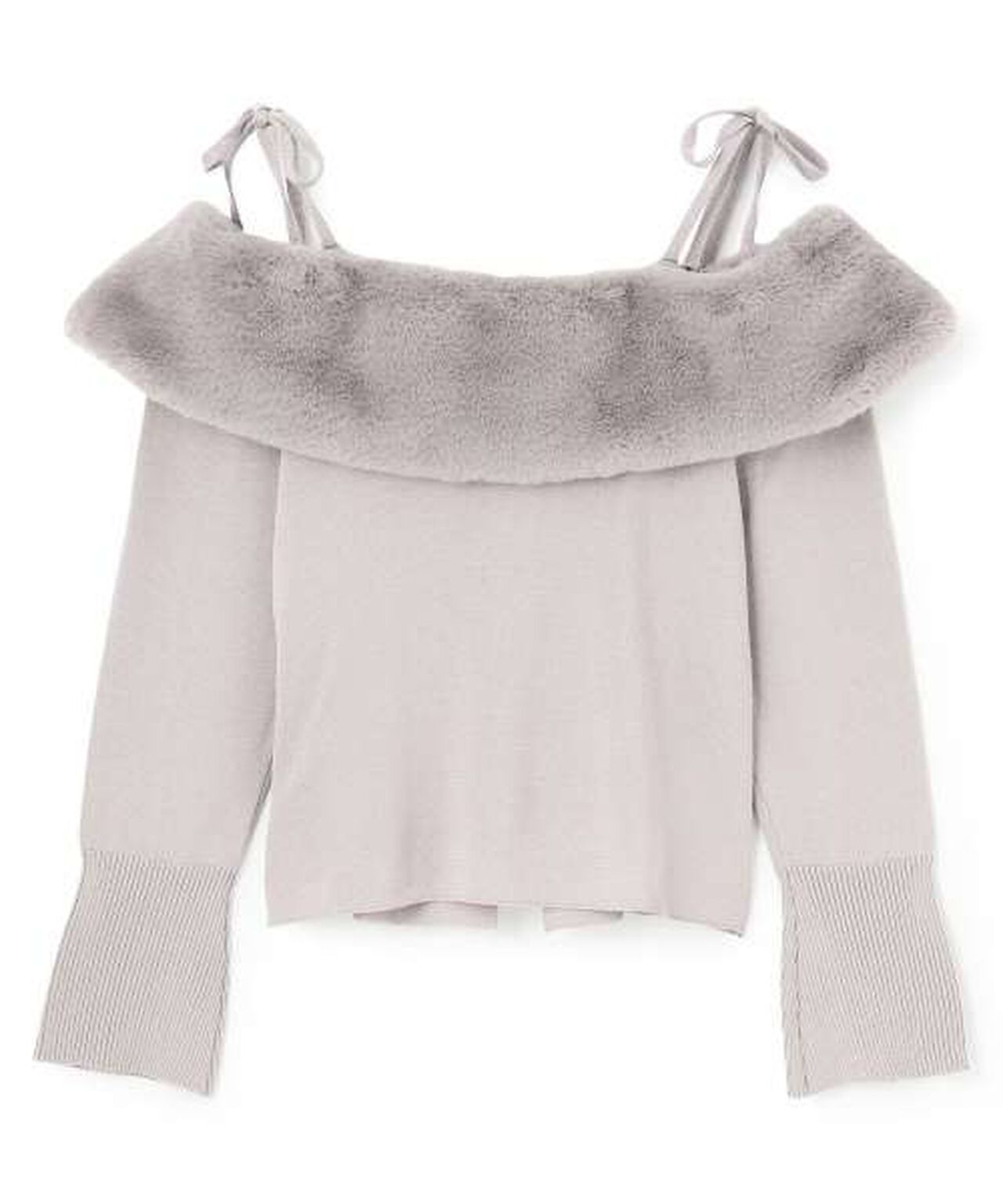 2 WAY Off-Shoulder Knit Pullover [Korean Fashion],Gray, large image number 5