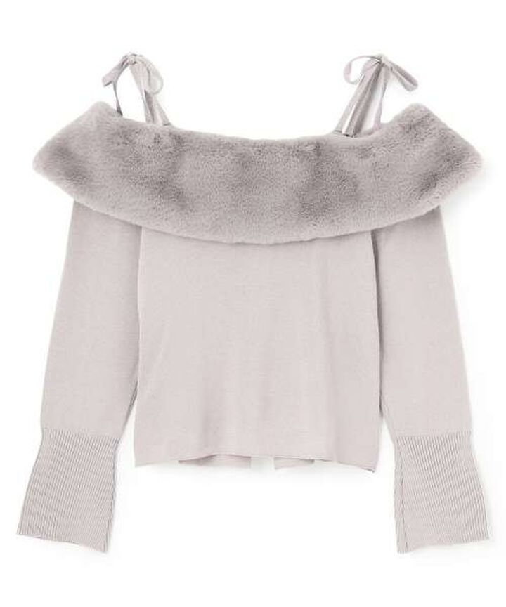 2 WAY Off-Shoulder Knit Pullover [Korean Fashion],Gray, medium image number 5