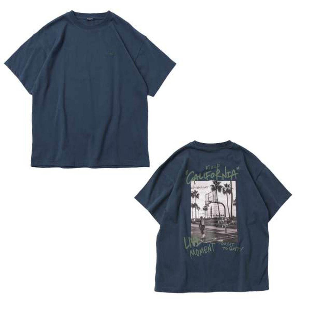 [Anti-Stain] Resort Back Print Short Sleeve T-Shirt,Navy, large image number 4
