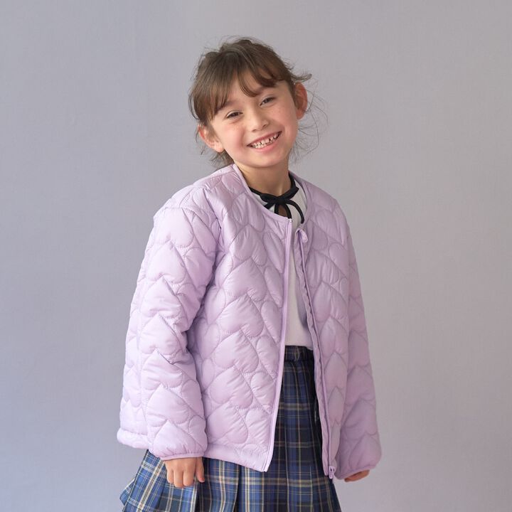 [Light and Fluffy] Heart Quilted Puff Jacket with Storage Pouch,, medium