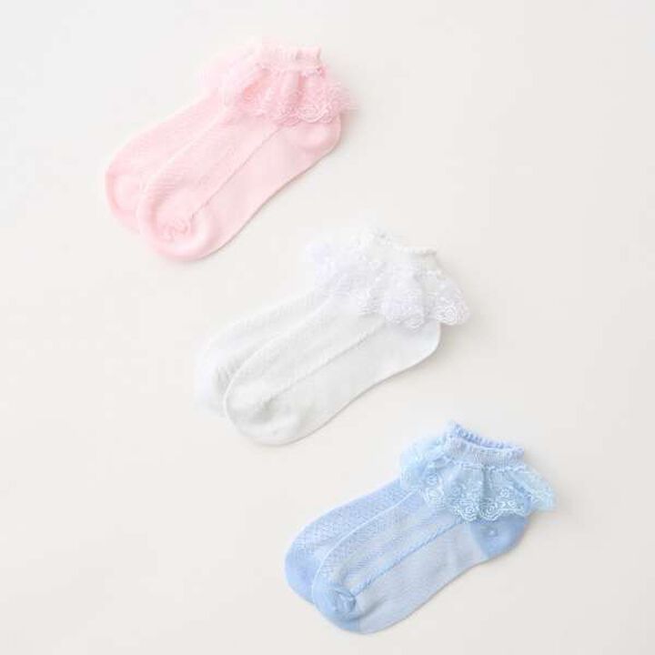 [Lycee Mine Ballet Series] Ruffled Lace Socks,Sax blue, medium image number 2