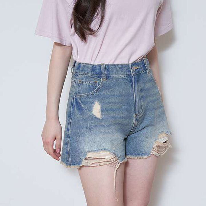 Distressed Denim Shorts,Gray, medium image number 19