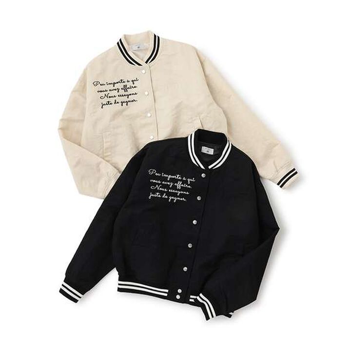 [AMI] Water-Repellent Ribbed Varsity Jacket,Ivory, medium image number 3