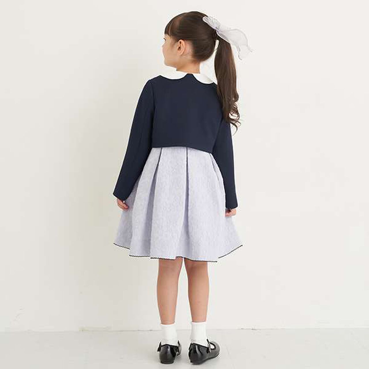 Kids Bolero Jacket + Jacquard Dress Set,Lavender, large image number 10