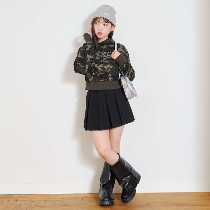 [LTXC] Shaggy Lined Black Cropped Parka,Off white, medium image number 6