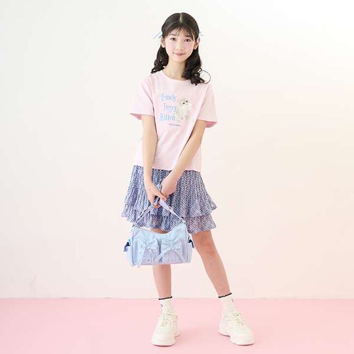 Sheer Check Random Pleated Skirt-Pants,Light gray, medium image number 12