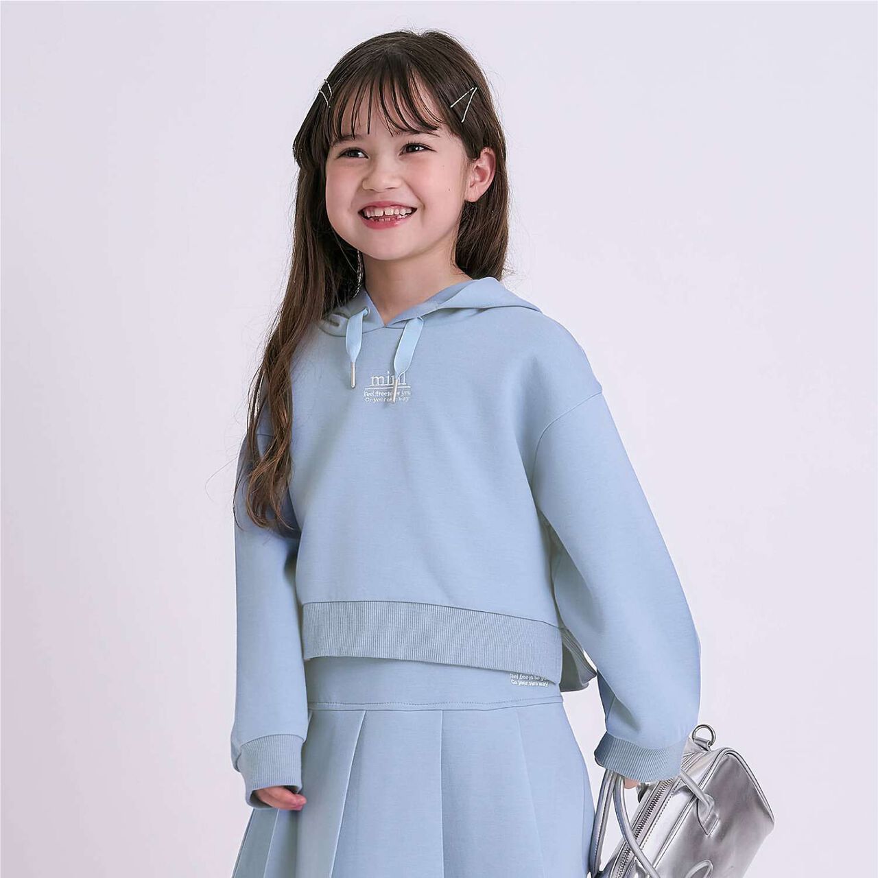 Anti-Stain Puffed Sweatshirt Hoodie / Cardboard,Sax blue, large image number 0