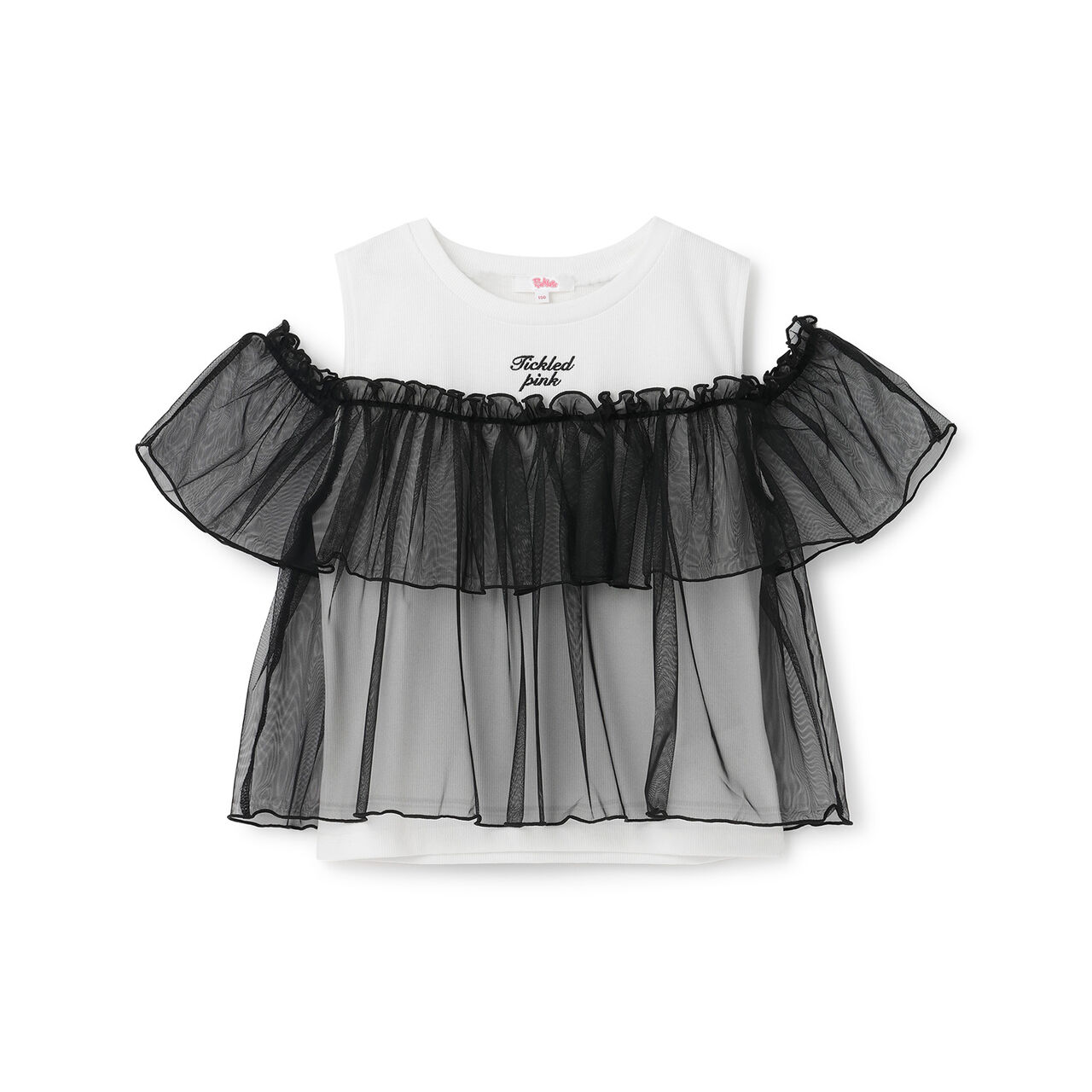 Sheer Fabric Combo Top,Black, large image number 9