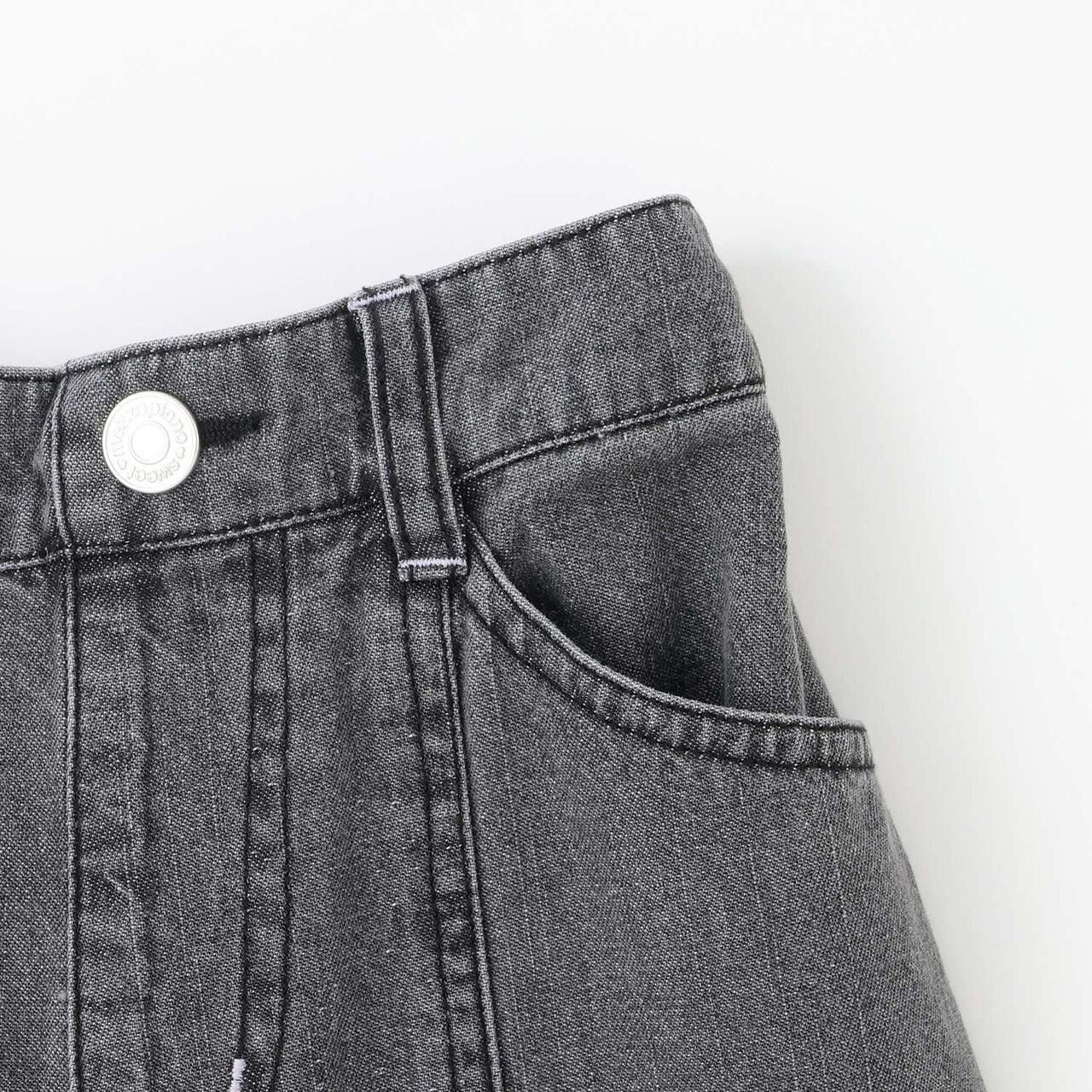 Wide Denim Pants with Logo Print,Gray, large image number 4