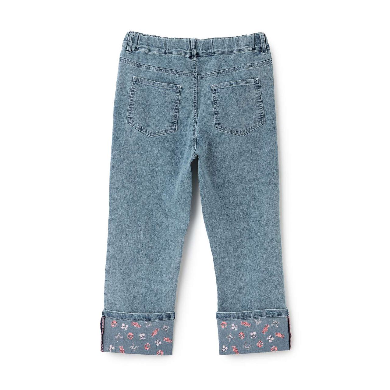 [Trois Lapins] Stretch Denim Roll-Up Pants,Sax blue, large image number 1