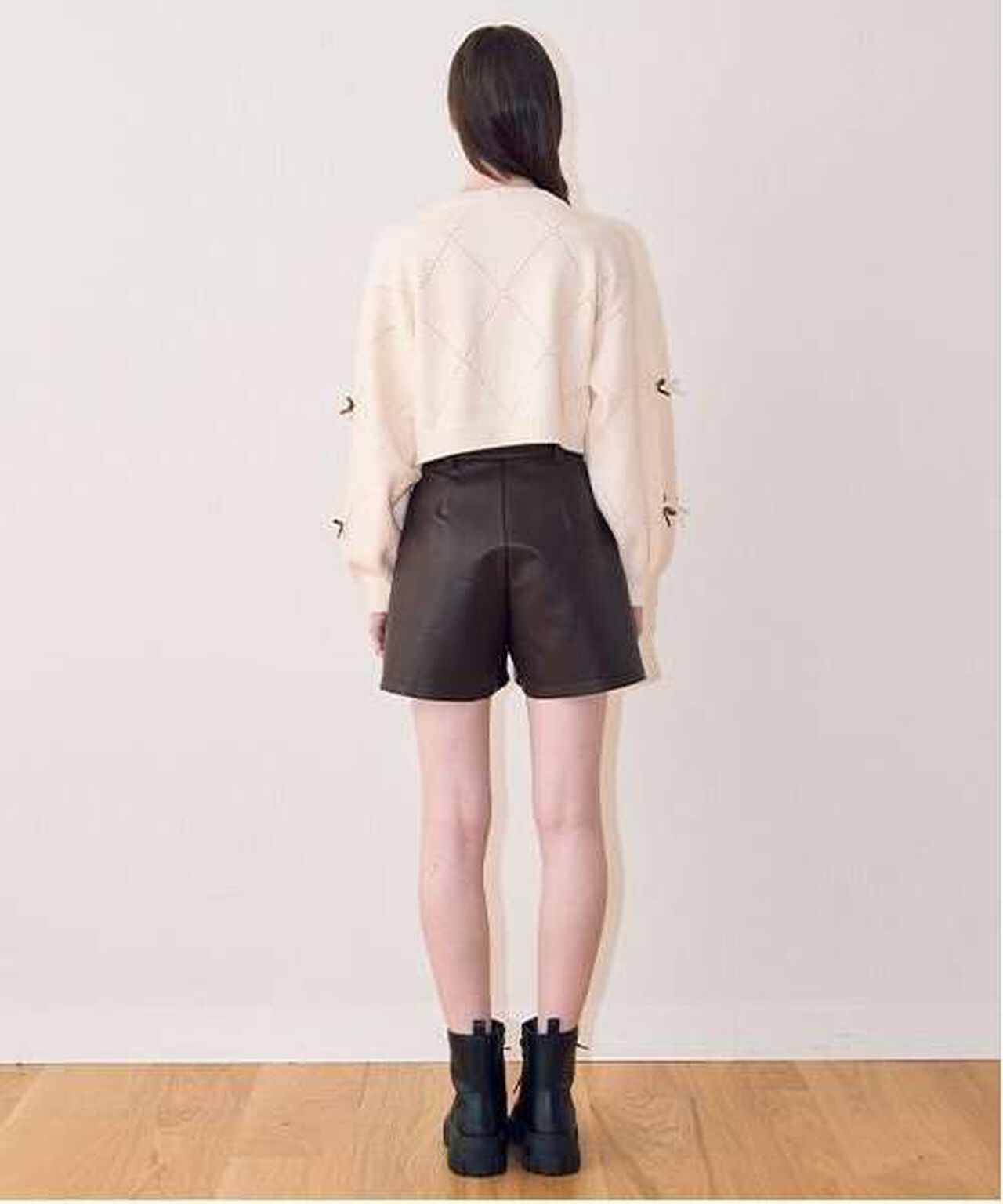 Faux Leather Shorts,Black, large image number 9