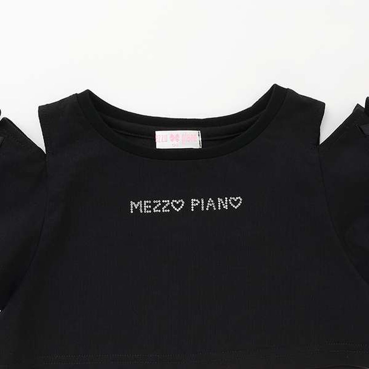 Shoulder Opening T-Shirt & Camisole One-Piece Dress Set,Black, large image number 8