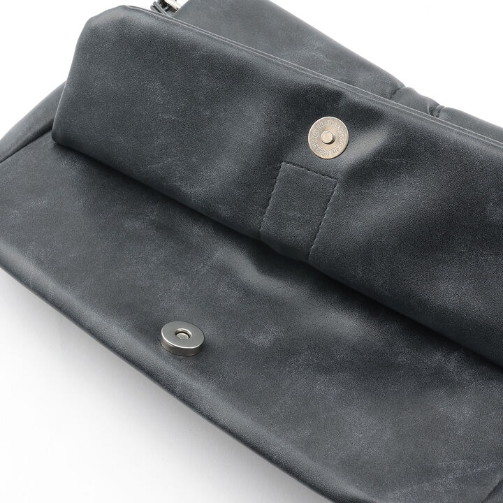 Faux Leather Ribbon Chain Shoulder Bag,Ivory, medium image number 5