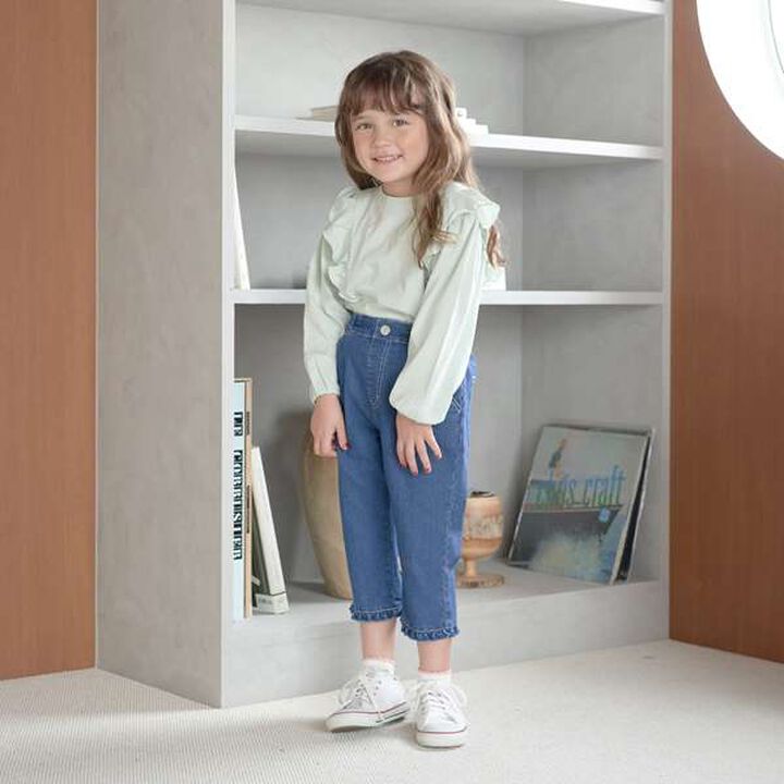 Chibi Frill Stretch Capri Pants,Ivory, medium image number 6