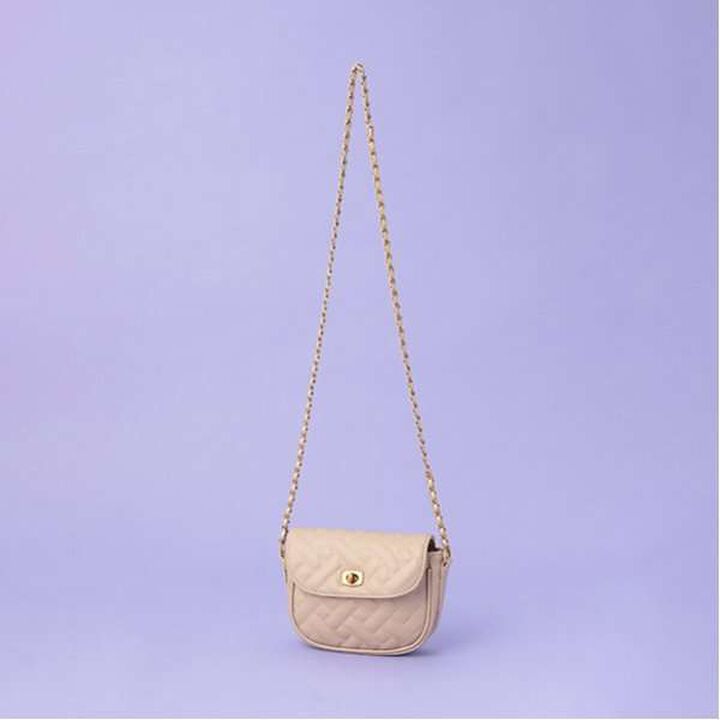 Quilted Shoulder Bag,Beige, medium image number 0