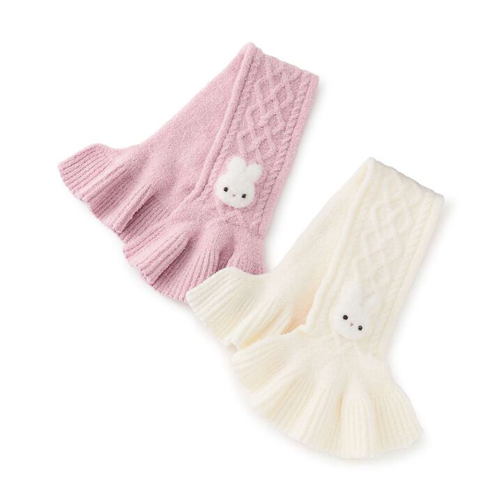 Marshmallow Knit Scarf with Boa Rabbit Mascot,Off white, medium image number 4