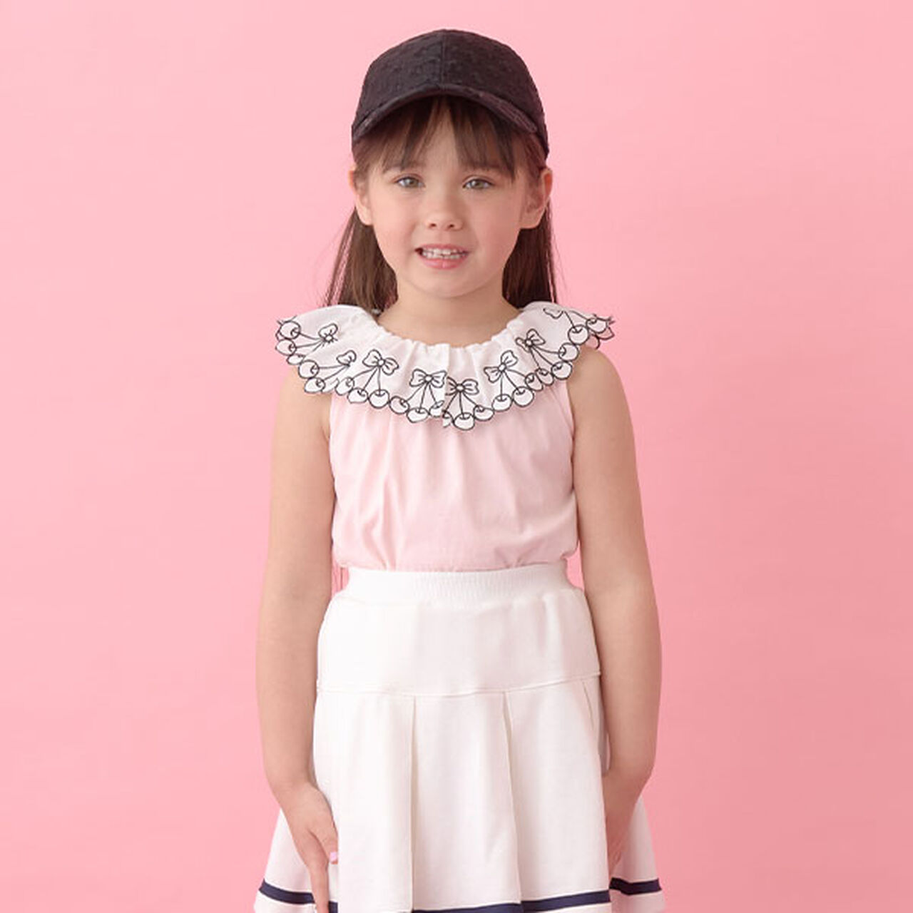 [Soft Cotton] Cherry Lace Collar Top,Light orange, large image number 20