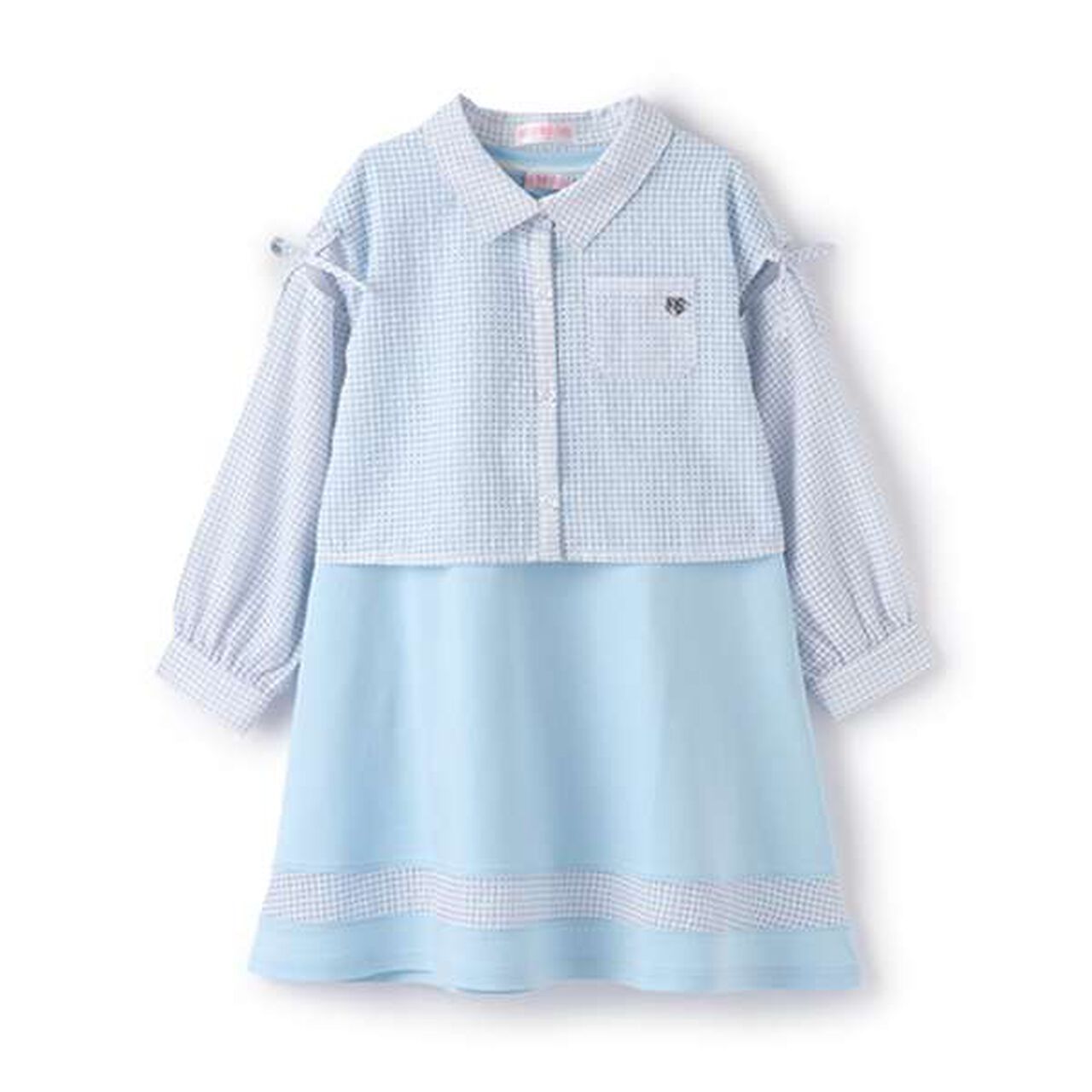 Sheer Gingham Shirt & Cut One-Piece Dress Set,Lavender, large image number 16