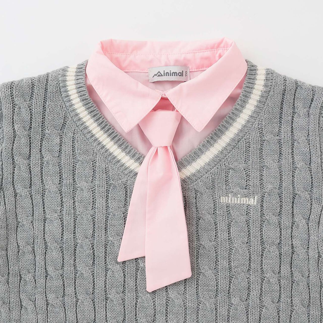 [Machine Washable] Layered Knit with Tie,Navy, large image number 2