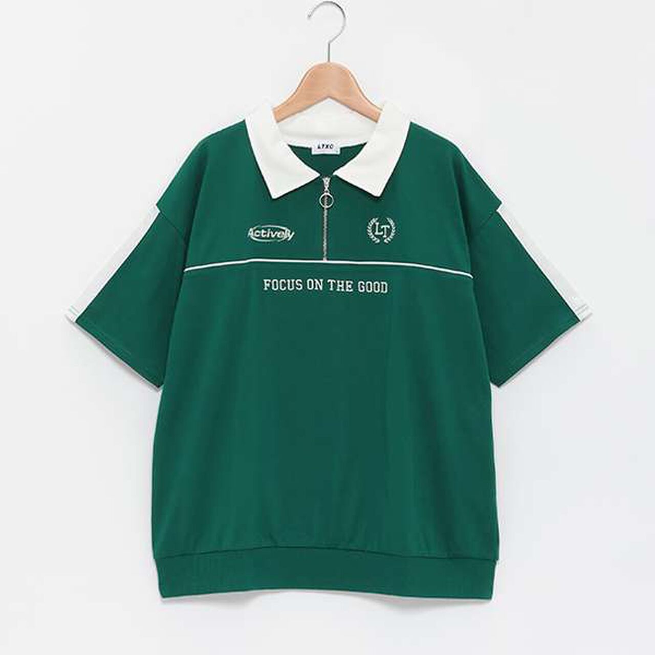 LTXC - Half-Zip Loose Half T-Shirt,Moss green, large image number 2