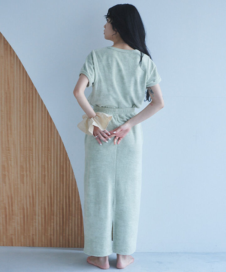 Pile Long Skirt,Light green, medium image number 12