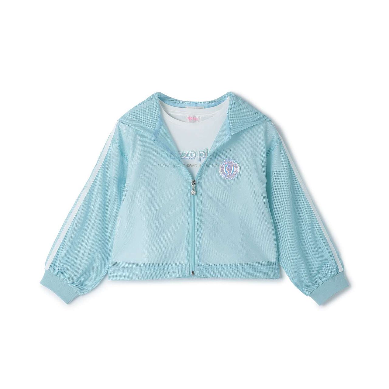 Mesh Zip Hoodie & Shoulder-Opening T-Shirt Set,Pearl white, large image number 15