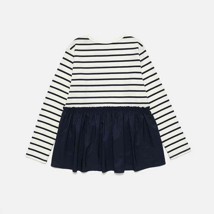 [Link] Ribbon Peplum Long T-Shirt,Lavender, medium image number 1