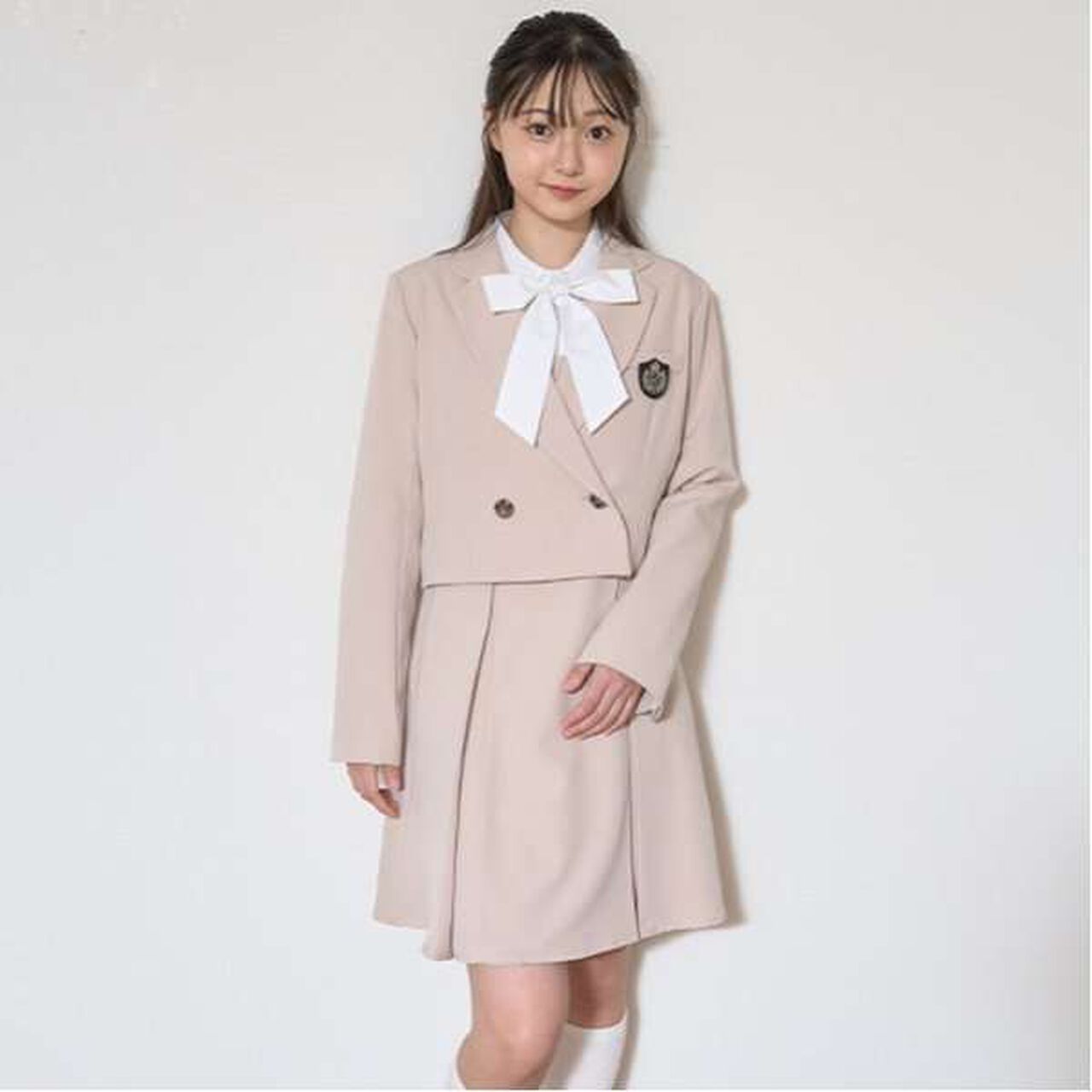 [Graduation Attire] Tuck Flare Jumper Skirt,Light beige, large image number 1