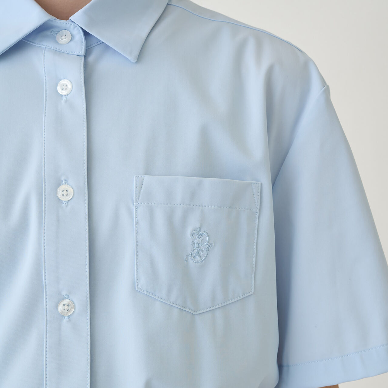 [UV Protection] Pointed Collar Short-Sleeve Cut and Sew Shirt,White, large image number 11