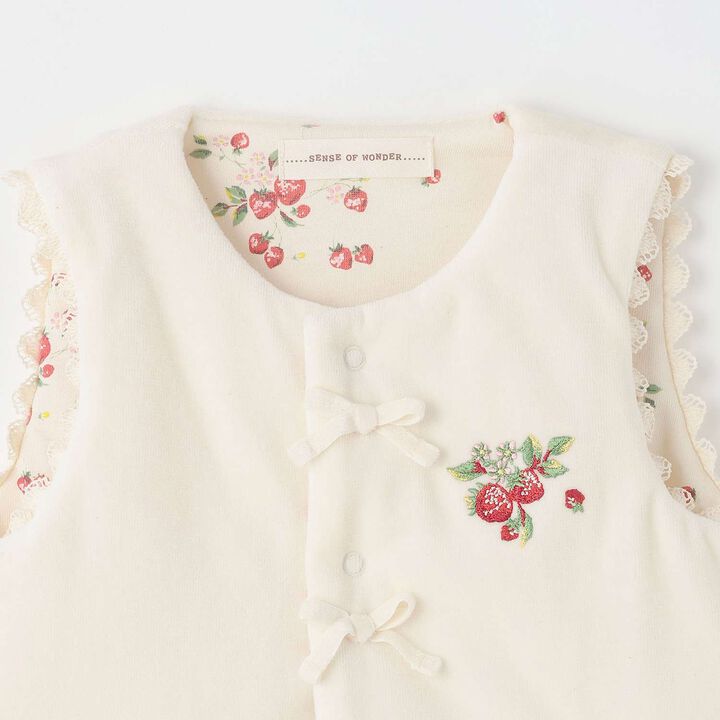 Wild Strawberry Embroidered Vest [Organic] [Made in Japan],Pearl white, medium image number 2