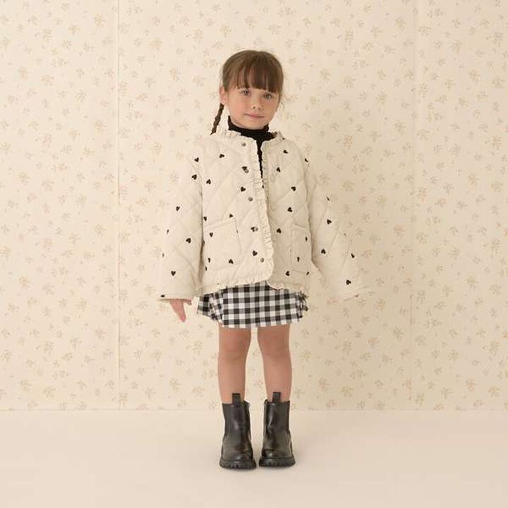 Collarless Heart Embroidered Blouson,Ivory, medium image number 18