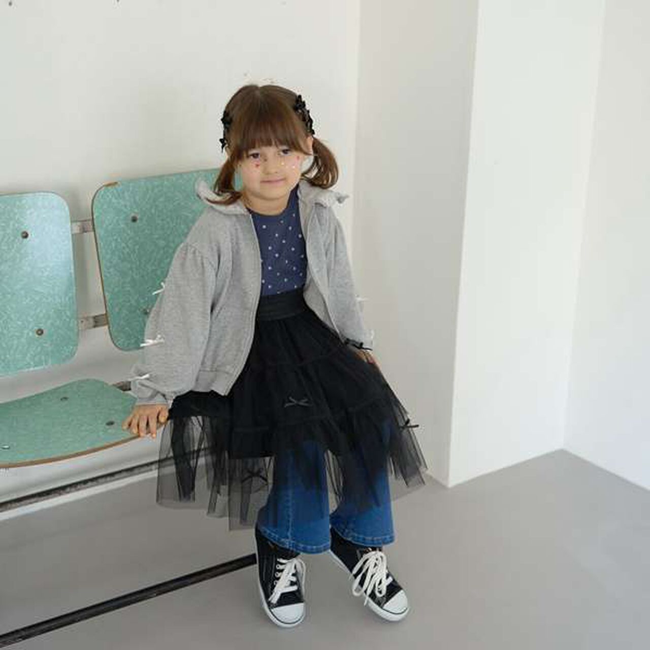 [Restock] Goodbye Pills Fleece Zip Parka with Frill and Ribbon,Ink blue, large image number 17