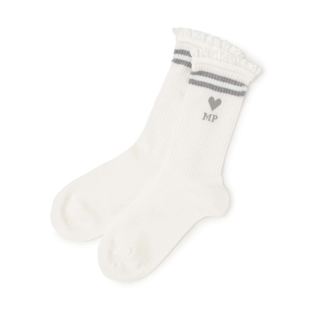 Lace Ribbed Socks,Off white, large image number 5