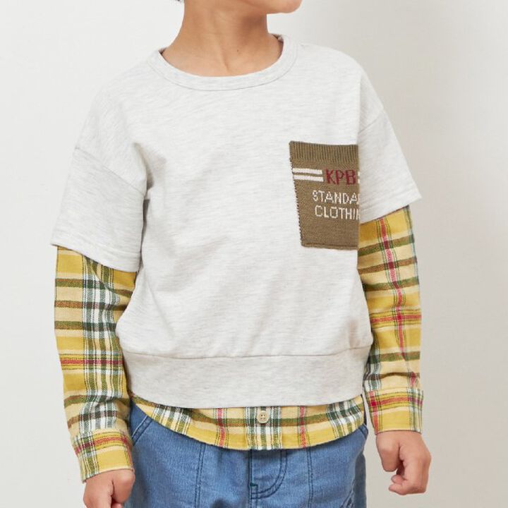 KPBOY Checkered Layered Sweatshirt in Lightweight French Terry (90-160),Black, medium image number 13