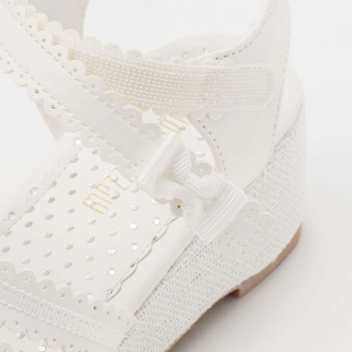 Ribbon Wedge Heel Sandals,White, medium image number 2
