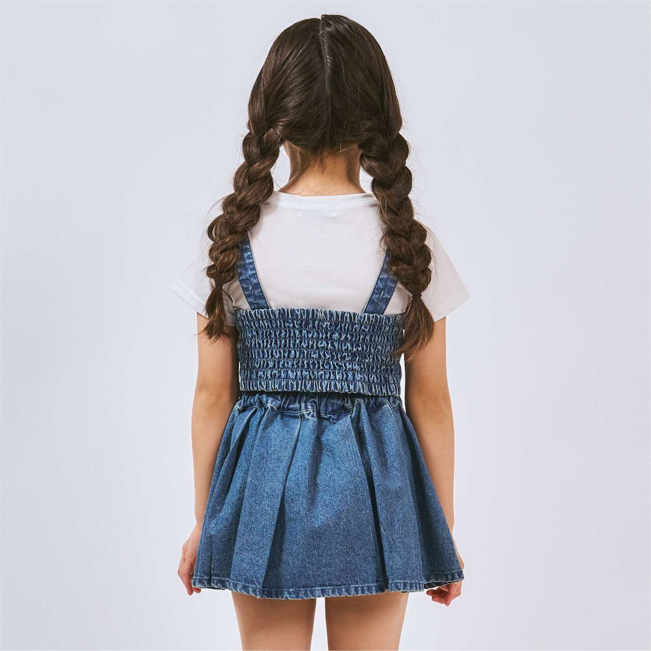 [Ready-to-Wear] Denim Bustier & Pleated Skirt Outfit Set,Blue, large image number 3