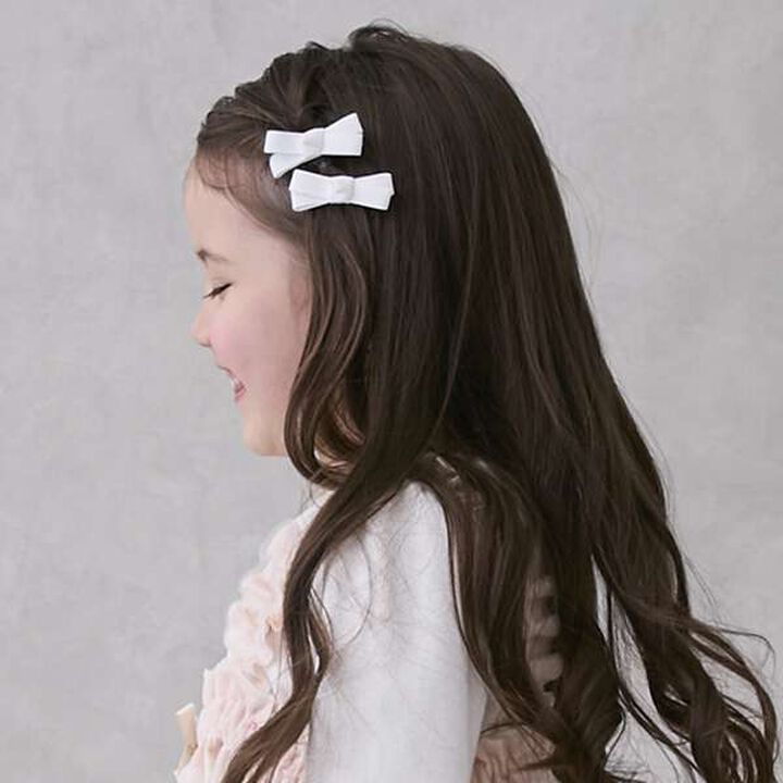 Ribbon Hair Clips 2P,Sax blue, medium image number 1