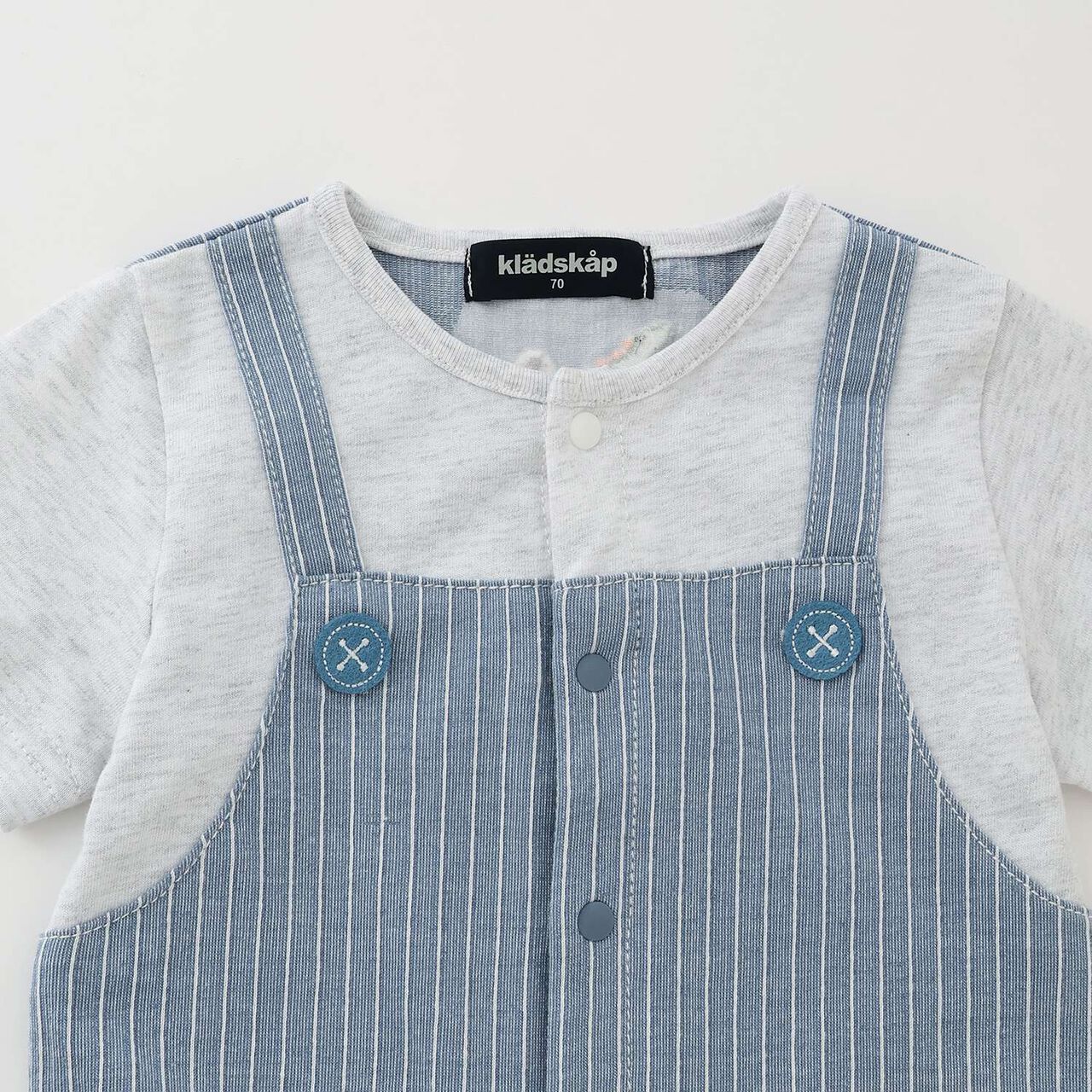 Dinosaur Short-Sleeve Overall Romper,Top gray, large image number 2