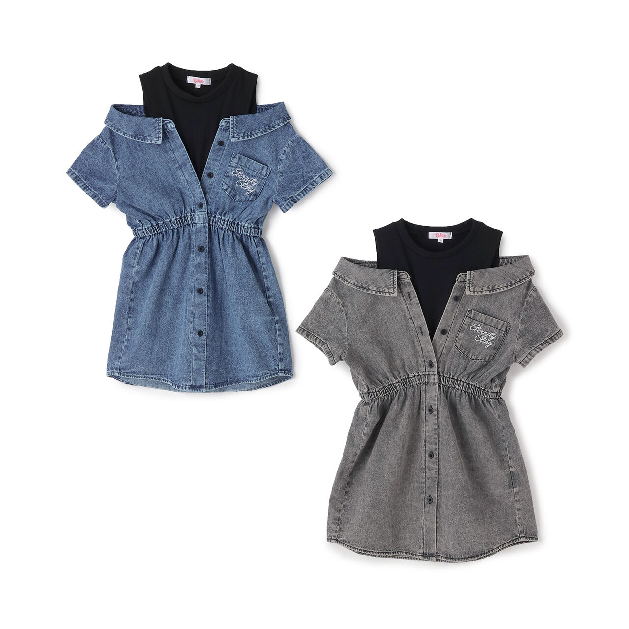Shoulder Cutout Denim Shirt Dress,Gray, large image number 9