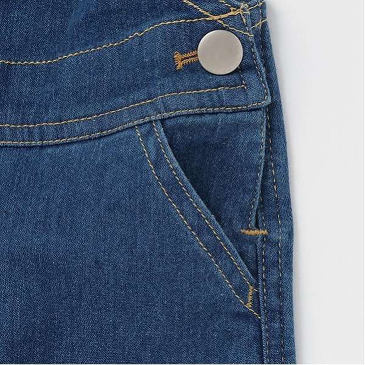 Stretch Denim Overalls,Navy, large image number 13