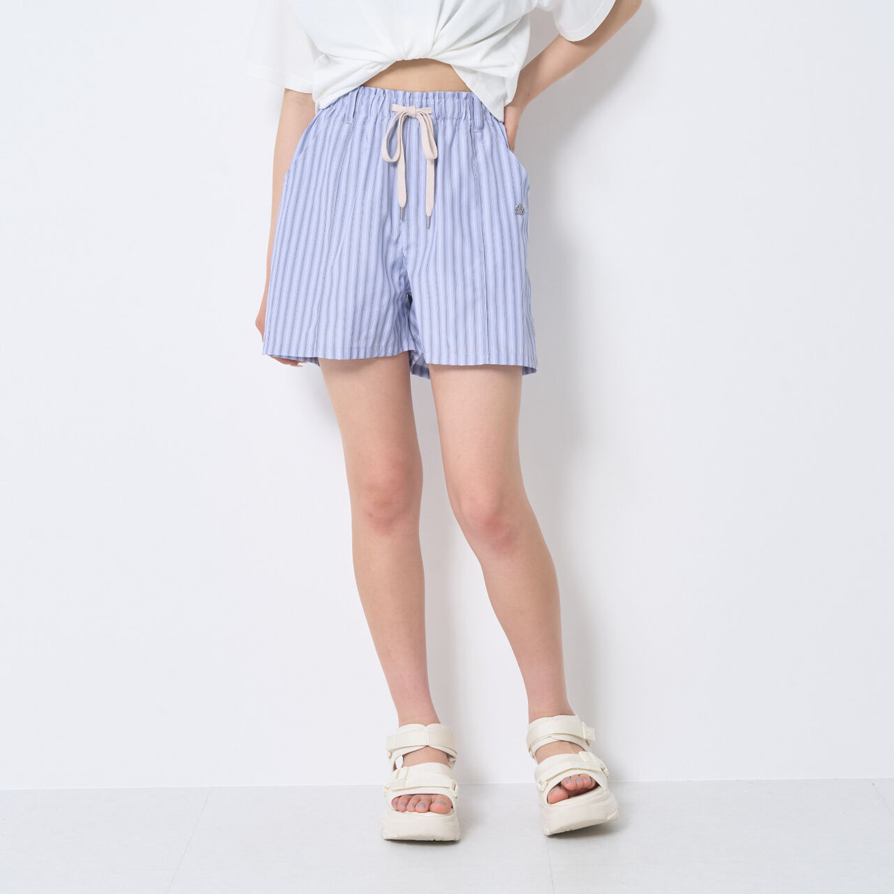 [Set Available] Chill Easy Stripe Shorts,Blue, large image number 0